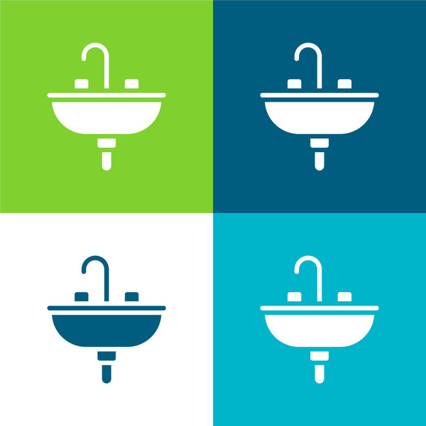 Basin Lakás négy szín minimális ikon készlet - Vektor, kép