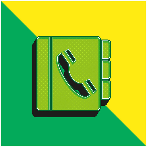 Agenda Verde y amarillo moderno 3d vector icono logo - Vector, imagen