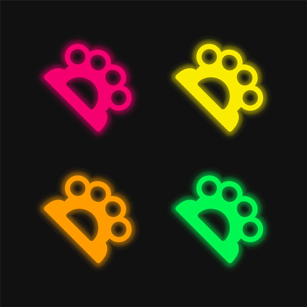 Brass Knuckles four color glowing neon vector icon - Vektor, kép