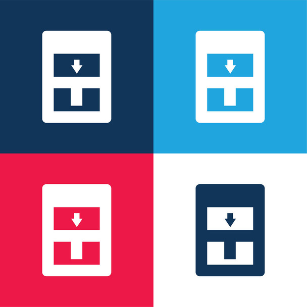 Alarma azul y rojo conjunto de iconos mínimo de cuatro colores - Vector, imagen