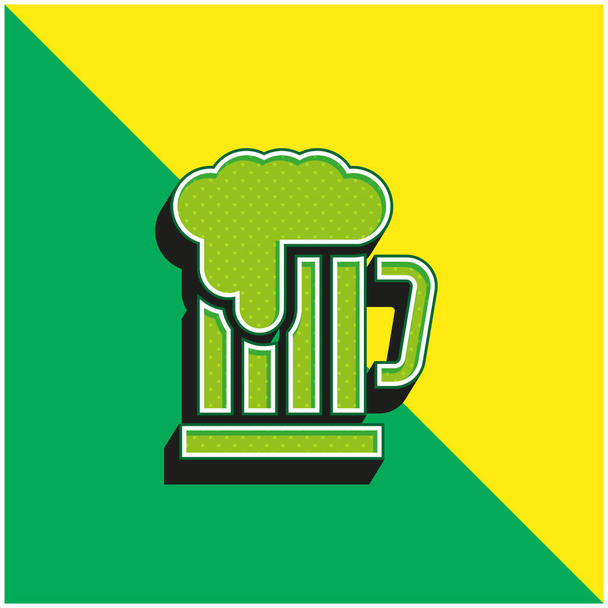 Cerveza verde y amarillo moderno vector 3d icono del logotipo - Vector, Imagen