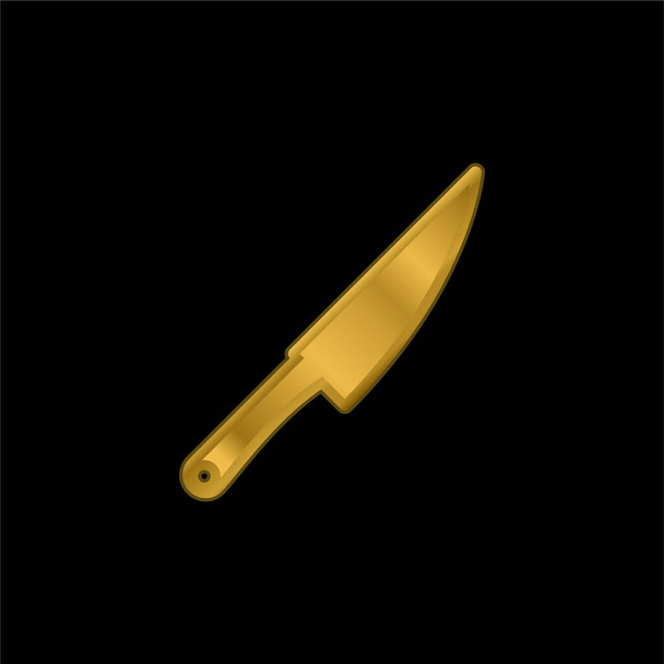 Big Knife gold plated metalic icon or logo vector - Vector, Image