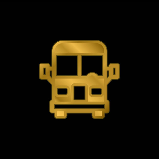 Airport Bus gold plated metalic icon or logo vector - Vektör, Görsel