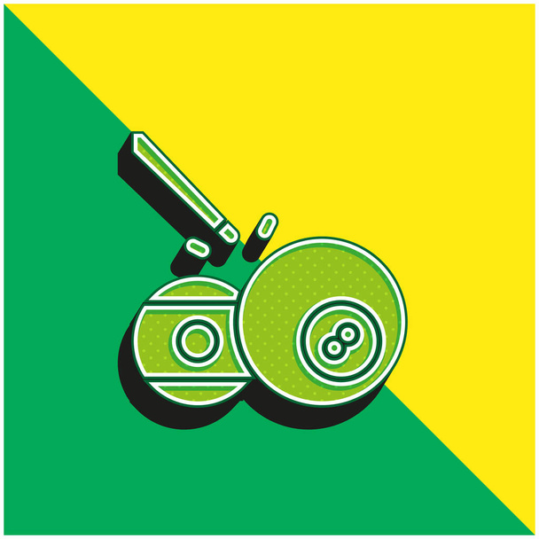Bola piscina verde y amarillo moderno vector 3d icono logo - Vector, Imagen