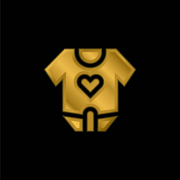 Corpo do bebê banhado a ouro ícone metálico ou vetor logotipo - Vetor, Imagem