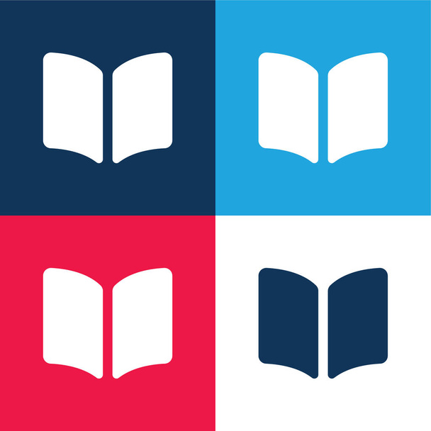 Buch geöffnet gefüllt Lesegerät blau und rot vier Farben minimales Symbol-Set - Vektor, Bild