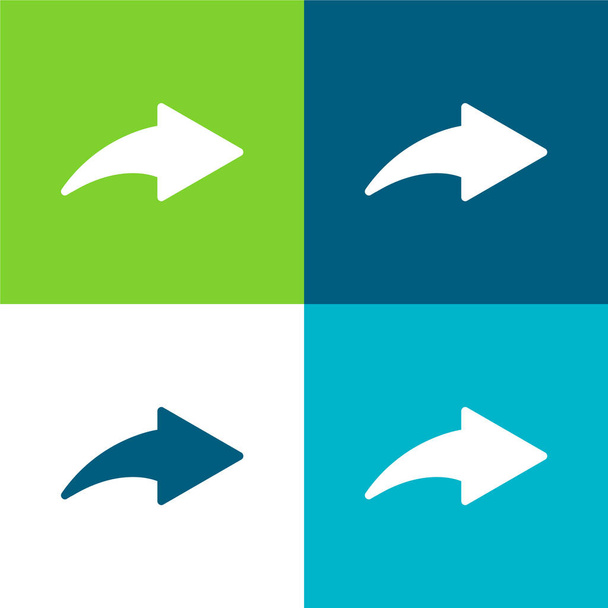 Nyíl mutatva jobbra Lapos négy szín minimális ikon készlet - Vektor, kép