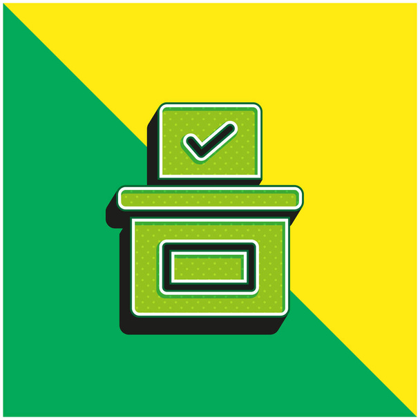Ballot Box Green and yellow modern 3d vector icon logo - Vetor, Imagem