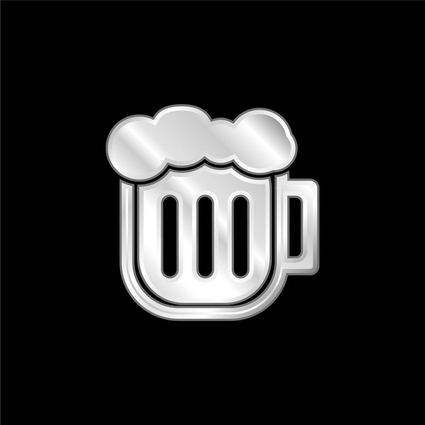 Пиво Пінт срібна металева ікона
 - Вектор, зображення