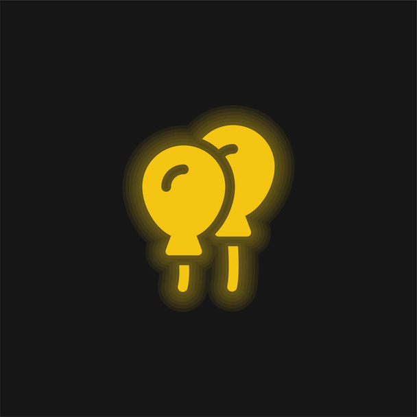 Globos amarillo brillante icono de neón - Vector, imagen