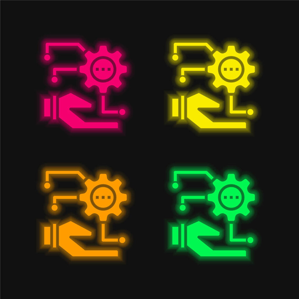Algoritmo quatro cor brilhante ícone vetor de néon - Vetor, Imagem