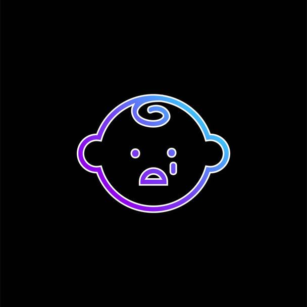 Baby Face Crying blue gradient vector icon - Διάνυσμα, εικόνα