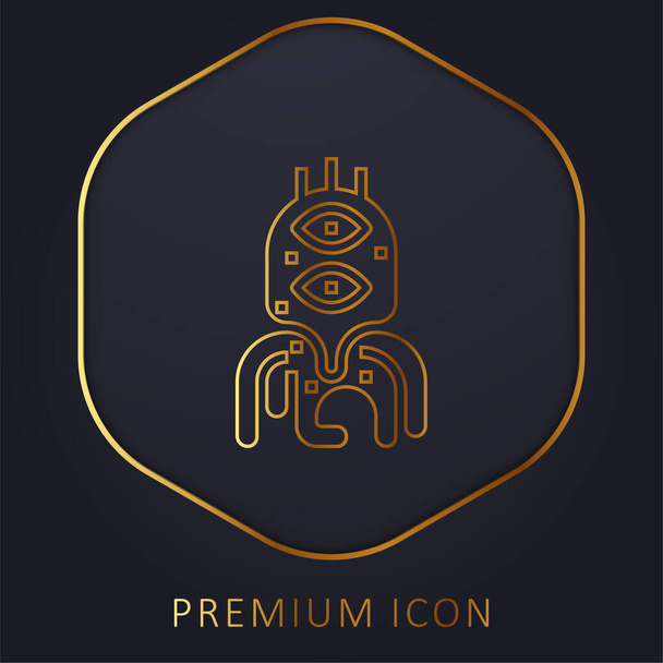 Alien gouden lijn premium logo of pictogram - Vector, afbeelding