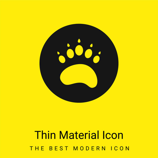 Bear Paw Circule minimal bright yellow material icon - Vector, imagen