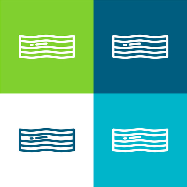 Bacon Επίπεδη τεσσάρων χρωμάτων ελάχιστη σύνολο εικονιδίων - Διάνυσμα, εικόνα