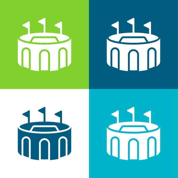 Arena Flat four color minimal icon set - Vector, Image