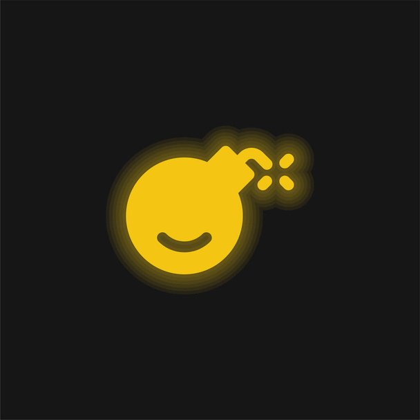 Bomba sárga izzó neon ikon - Vektor, kép