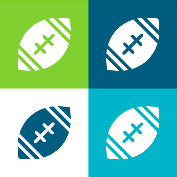 American Football Flat quatre couleurs minimum jeu d'icônes - Vecteur, image