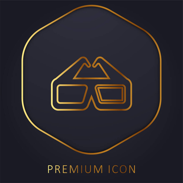 3d Glasses golden line premium logo or icon - Vector, Image