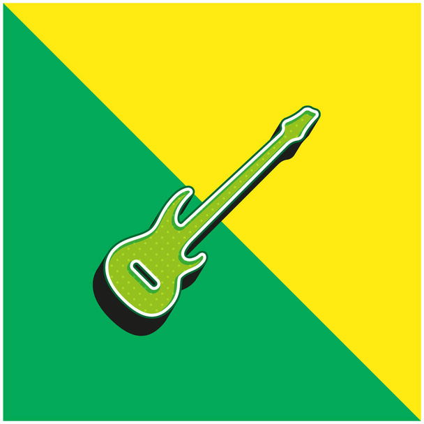 Bass Guitar Zöld és sárga modern 3D vektor ikon logó - Vektor, kép