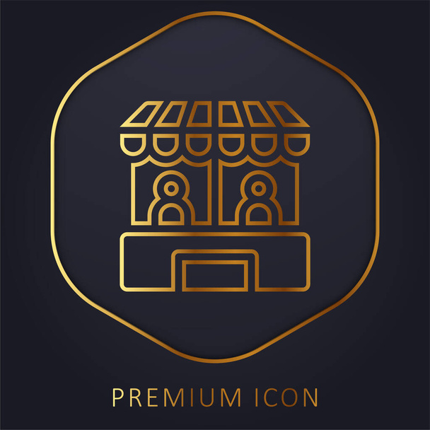 Cabina de línea dorada logotipo premium o icono - Vector, imagen