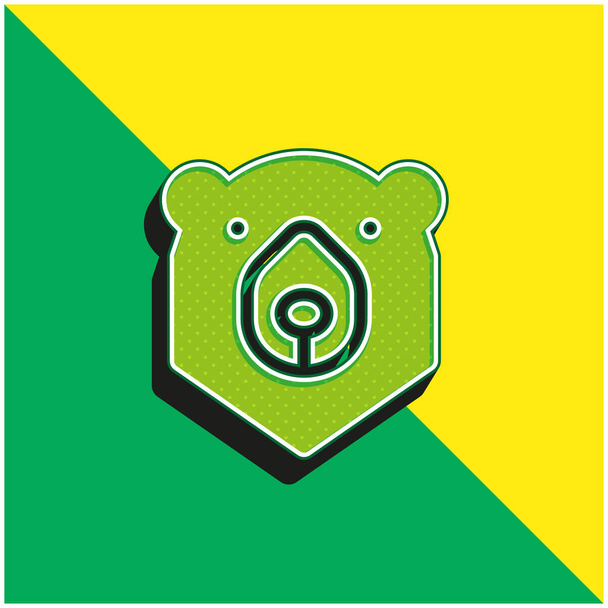 Karhu Vihreä ja keltainen moderni 3d vektori kuvake logo - Vektori, kuva
