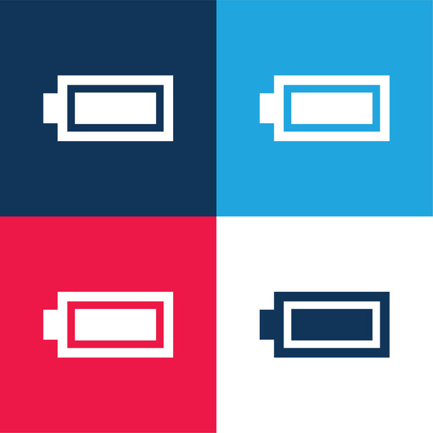 Akkumulátor kék és piros négy szín minimális ikon készlet - Vektor, kép
