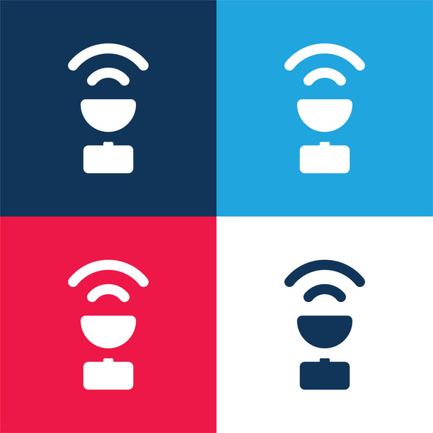 Антенны синего и красного цветов минимальный набор значков - Вектор,изображение