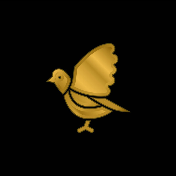 Επίχρυσο μεταλλικό εικονίδιο ή φορέας λογότυπου πουλιών - Διάνυσμα, εικόνα