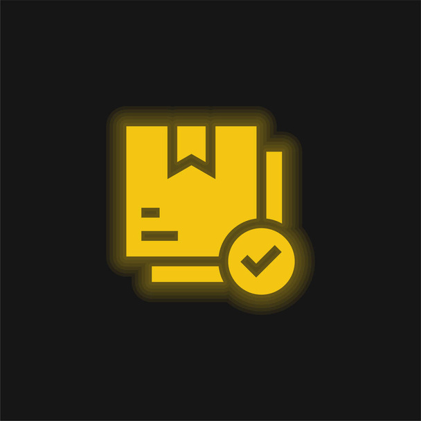 Dobozok sárga izzó neon ikon - Vektor, kép