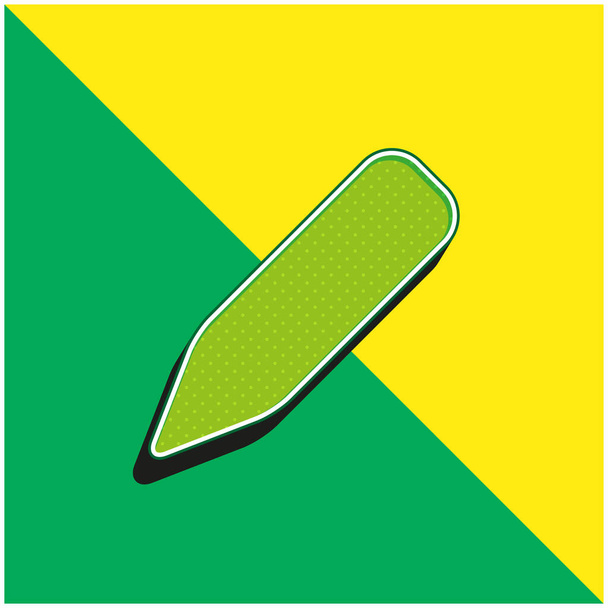 Black Crayon Green and yellow modern 3d vector icon logo - Διάνυσμα, εικόνα