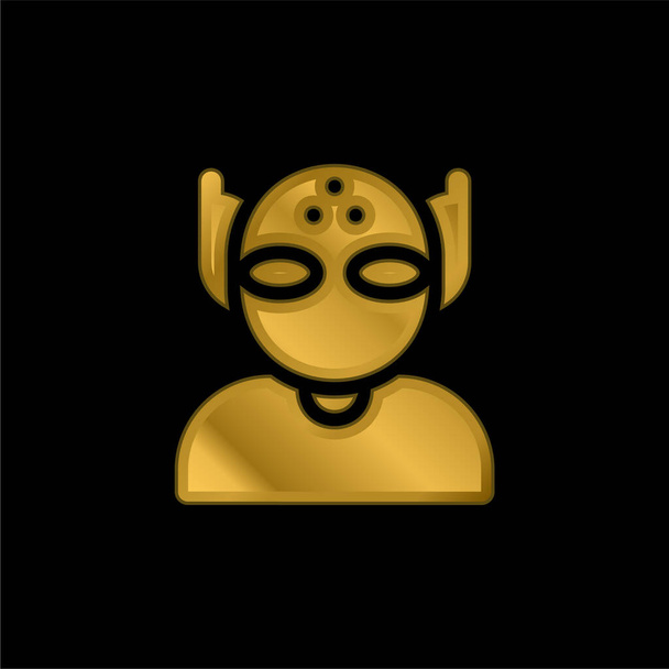 Alien banhado a ouro ícone metálico ou vetor logotipo - Vetor, Imagem