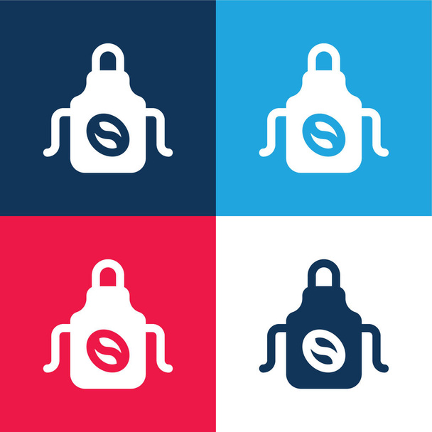 Zástěra modrá a červená čtyři barvy minimální ikona nastavena - Vektor, obrázek