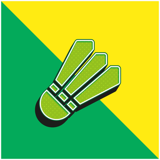 Badminton Groen en geel modern 3D vector icoon logo - Vector, afbeelding