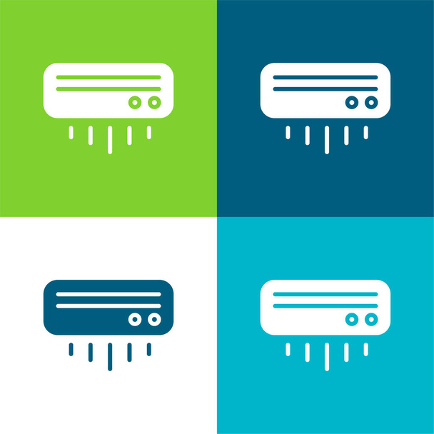 Légkondicionáló Lapos négy szín minimális ikon készlet - Vektor, kép