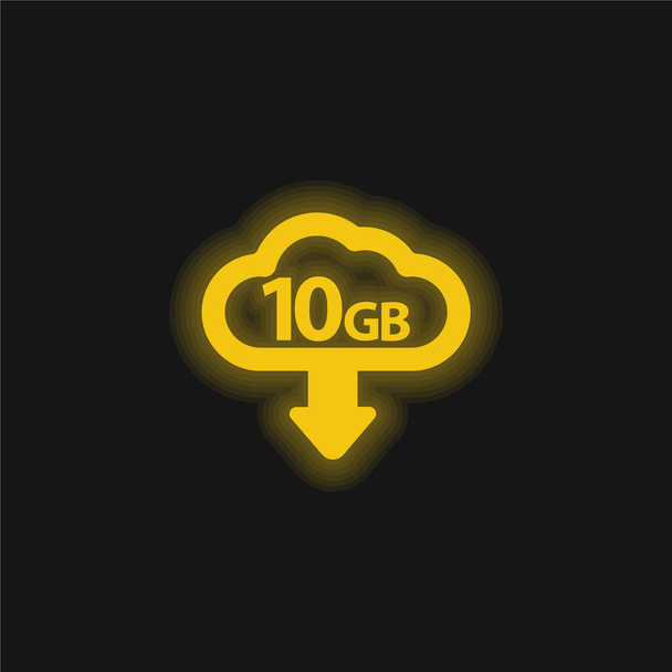 10 gb загрузки желтый светящийся неоновый значок - Вектор,изображение