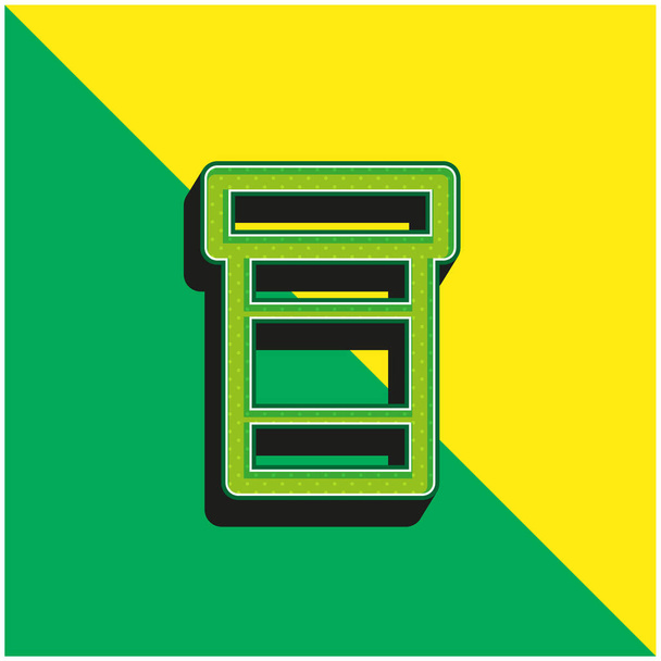 Bouteille De Pilules Vert et jaune icône vectorielle 3d moderne logo - Vecteur, image