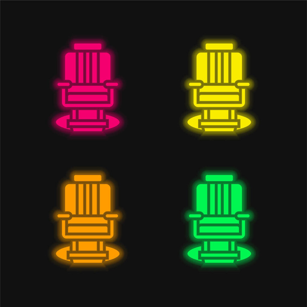 Barber vier kleur gloeiende neon vector pictogram - Vector, afbeelding