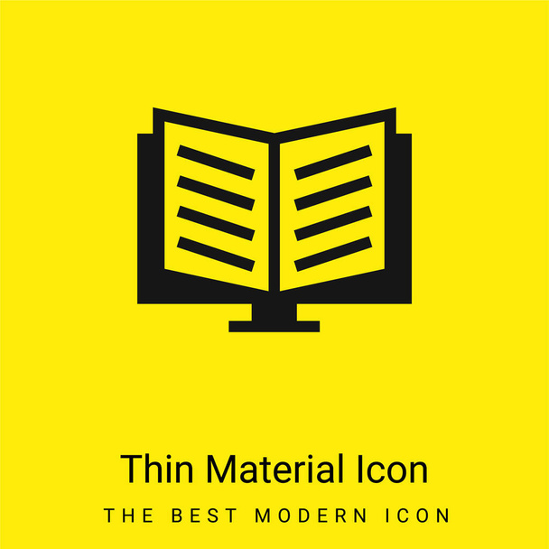Книга открыта на стенде минимальной ярко-желтой иконки материала - Вектор,изображение