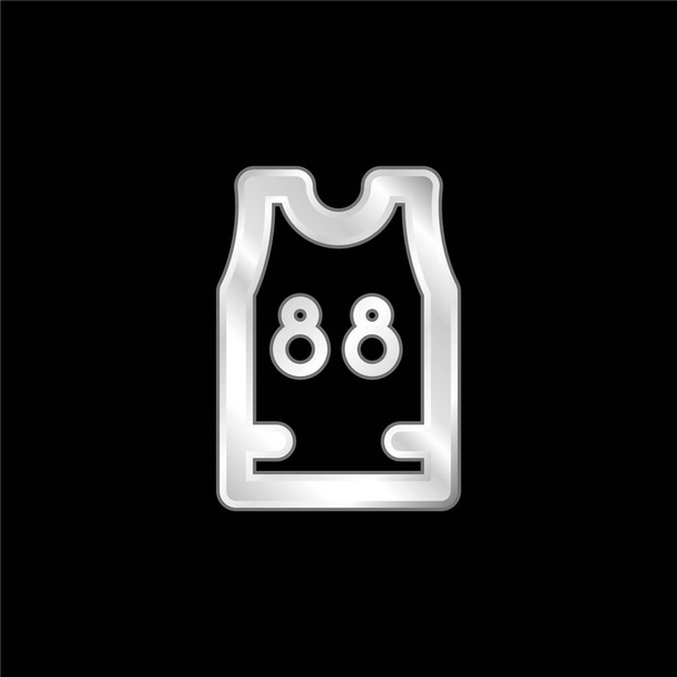 Basketball Jersey silver plated metallic icon - Vector, Image