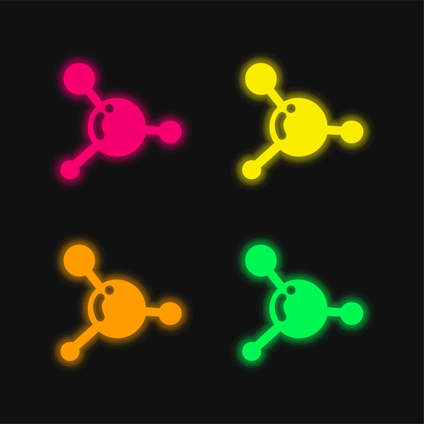 Blutzelle vier Farbe leuchtenden Neon-Vektor-Symbol - Vektor, Bild