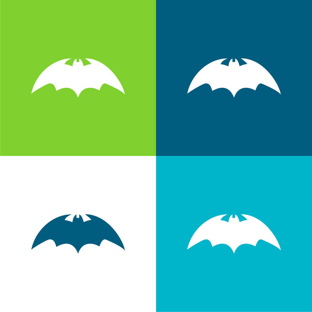 Bat With Rounded Sharp Wings Variant Flat four color minimal icon set - Vector, Image