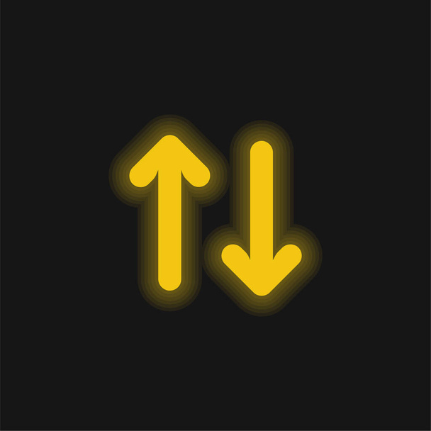 矢印黄色の輝くネオンアイコン - ベクター画像