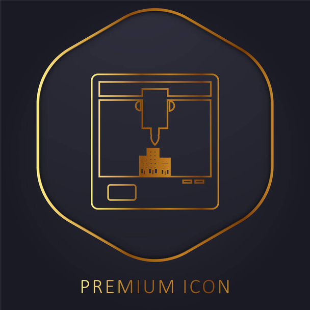 Símbolo de impresora 3d de la línea de oro de la ventana logotipo premium o icono - Vector, Imagen