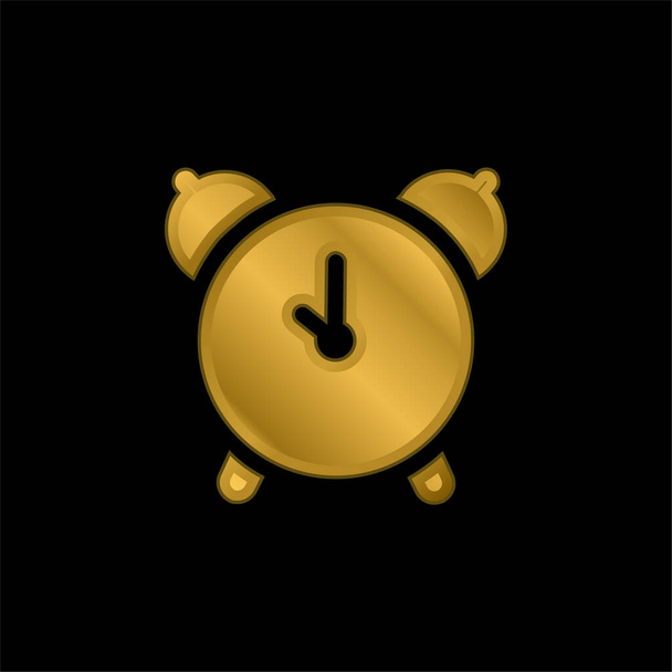 Alarm Hodiny pozlacené kovové ikony nebo vektor loga - Vektor, obrázek