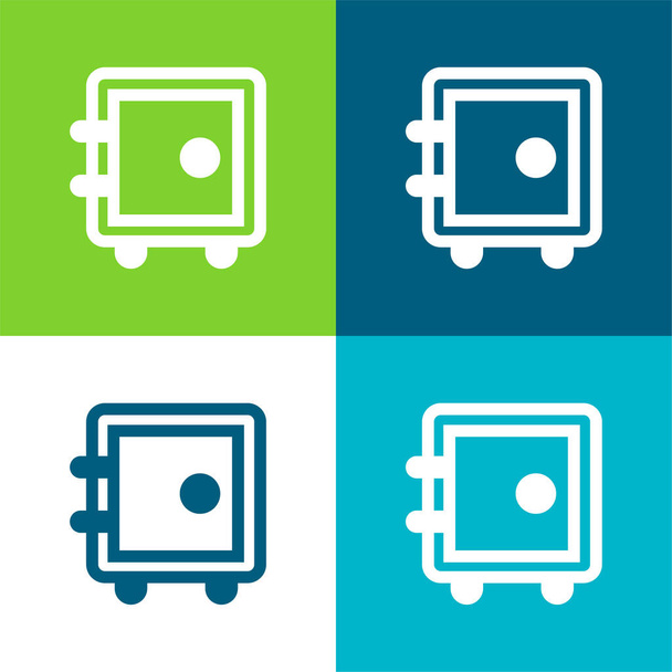Caja fuerte grande Conjunto de iconos mínimo de cuatro colores - Vector, Imagen