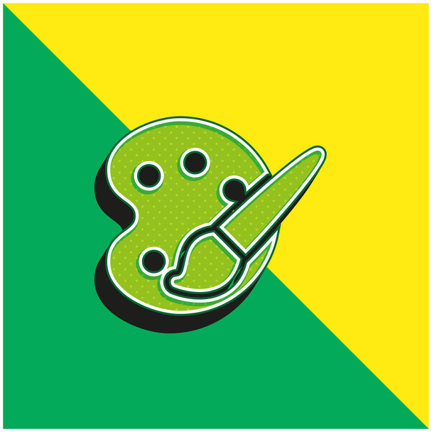 Sanat Paleti Yeşil ve Sarı 3D vektör simgesi logosu - Vektör, Görsel