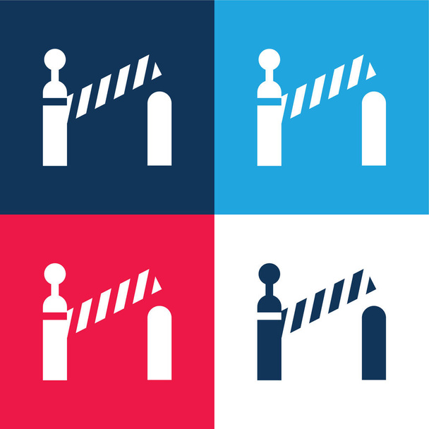 Barrière bleu et rouge quatre couleurs minimum jeu d'icônes - Vecteur, image