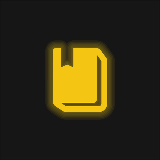 ブックマーク付きの本黄色の輝くネオンアイコン - ベクター画像