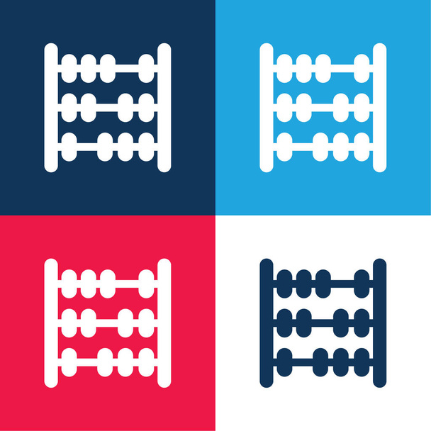 Abacus синий и красный четыре цвета минимальный набор значков - Вектор,изображение